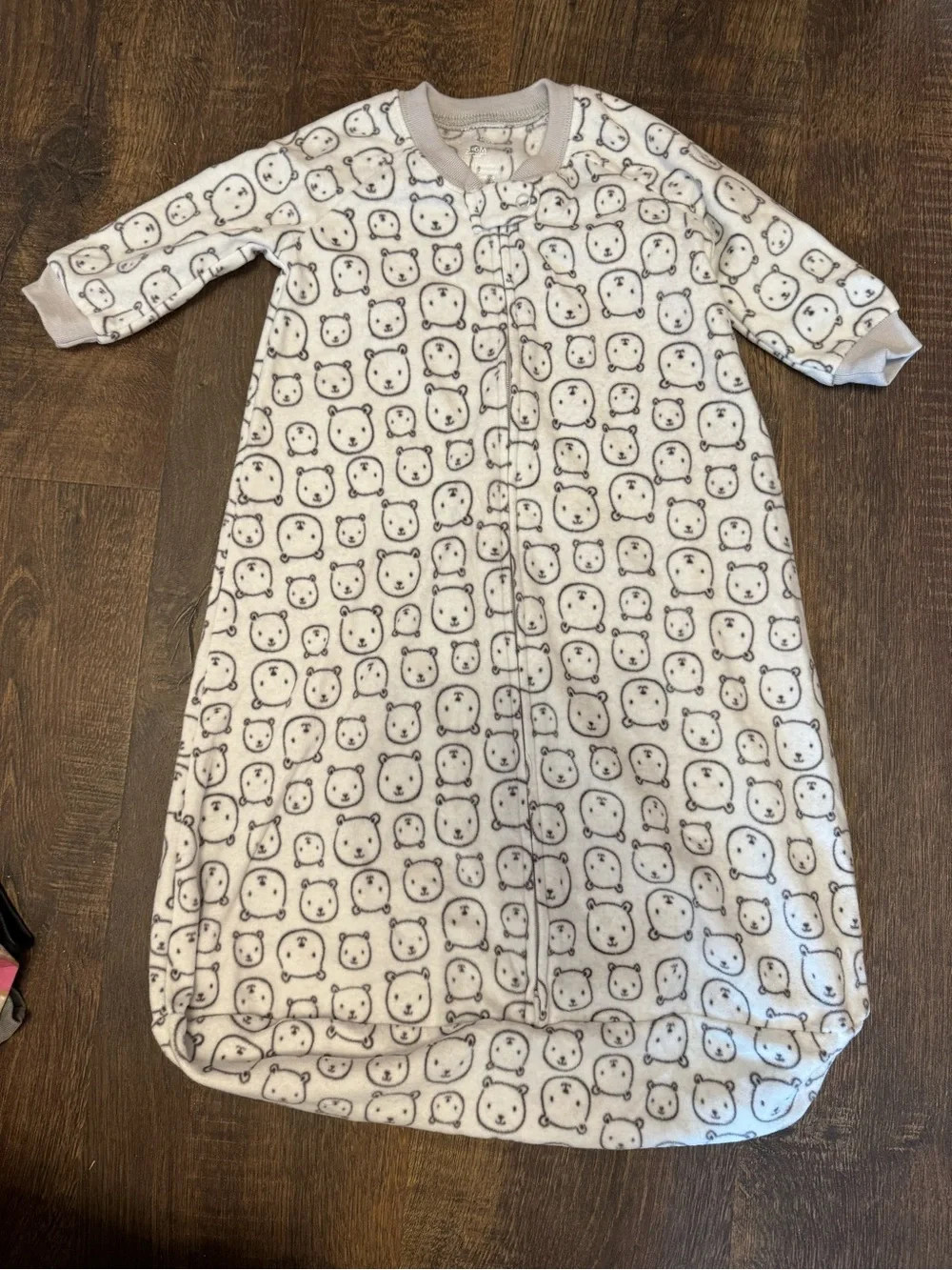 Cozy Bear Print Baby Sleep Sack - Cream